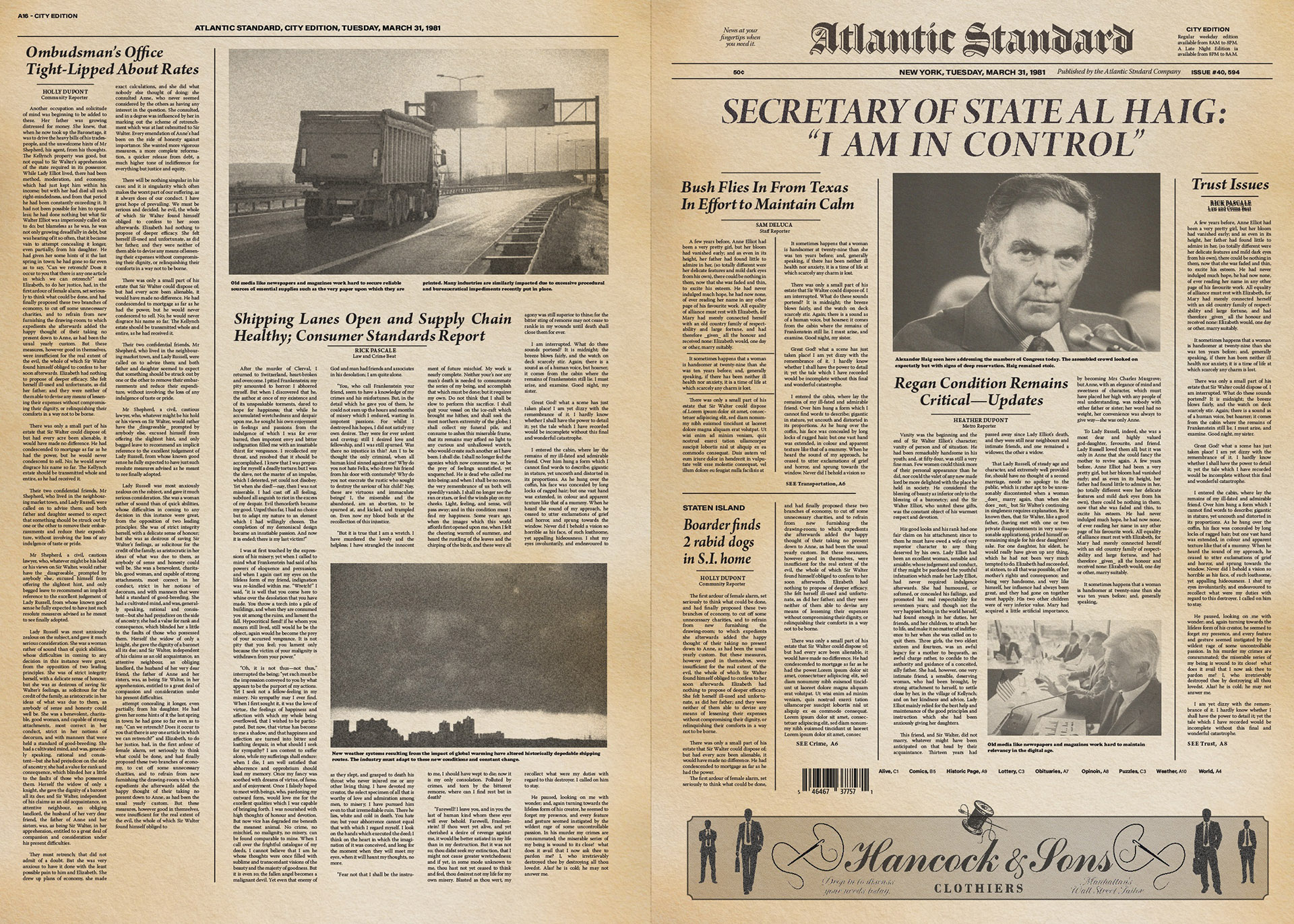 Newspaper Cover Spread with Al Haig